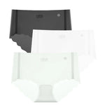 3Pcs/Set Women Ice Silk Briefs Scallop Trim Seamless Panties Ladies Underwear Lightweight Sexy Lingerie Female Underpants M-XL
