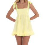 Women Sleeveless Mini Dress Summer Tie-up Straps Floral Print Backless A-Line Dress for Party Beach Streetwear