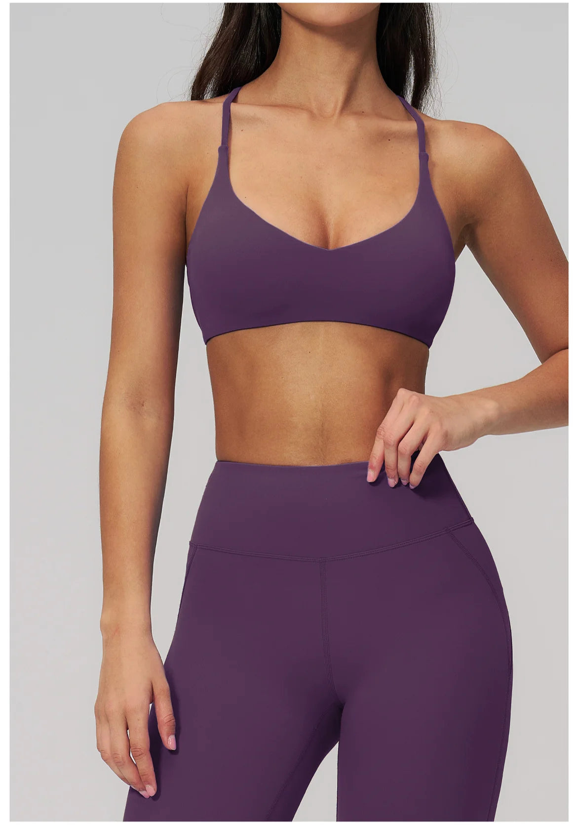 Summer U-Shaped Multi-Strap Cross Back Women Pilates Fitness Sports Bra Top Gym Yoga Athletic Tight Workout Jog With Chest Pad