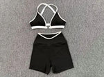 Summer Yoga Set 2Pcs Women's Tracksuit Back Cross Sports Bra Sportswear High Waist Butt-Lifting Fitness Pants Workout Top Suit