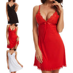 Women's Pajamas Lace Sleepwear Dress Female Sexy Nightdress V-Neck Nightwear Home Clothes Hollow Out Fun Lingerie