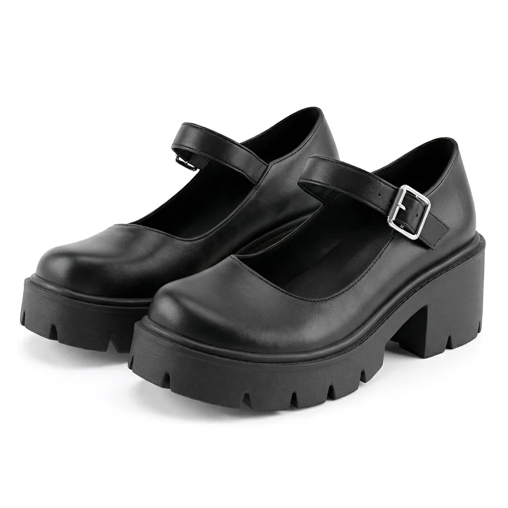 2026 Plus Size 44 Sweet Violet Mary Janes Pumps Gothic Black Red 6cm Square Heels Cute Lolita Platform Shoes Women