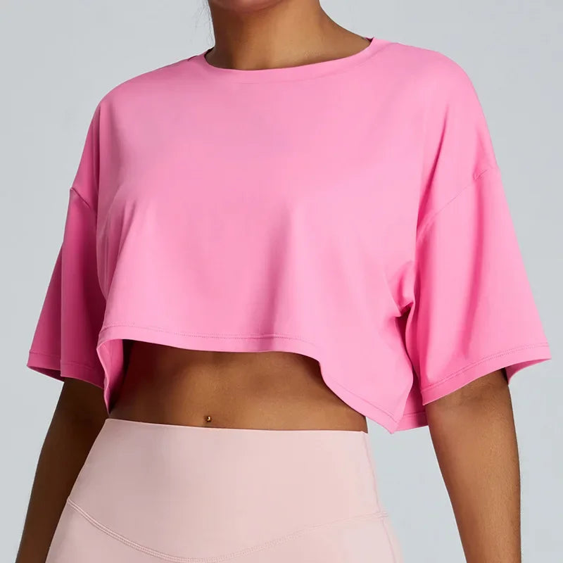 Yoga Sport Shirt Quick Drying Breathable Quick Drying Short Sleeve Loose Top Fitness Fitting Running Summer Gym Sports T-Shirt