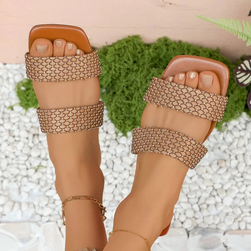 Large Size Women's Summer New Woven Slippers Outdoor Beach Sandals FashionableMaterial Comfortable Slip-On Shoes