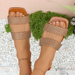 Large Size Women's Summer New Woven Slippers Outdoor Beach Sandals FashionableMaterial Comfortable Slip-On Shoes