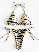ZTVitality All Over Print Halter Triangle Tie Side Bikini Swimsuit 2023 New Arrival Biquini Padded Women's Swimwear Summer Sexy