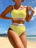 High Waist Bikini 2026 Women Strappy Swimwear Female Sexy Padded Swimsuit Solid Bathing Swimming Swim Suit Summer Beachwear