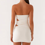 Sexy Strapless Dress for Women Bodycon Bandeau Dress Stylish Solid Hollow Out Tube Slim FitMini Dress for Party Clubwear