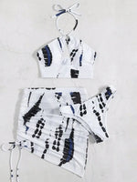 3 Pieces Thong Bikini 2026 Women Halter Swimwear Female Swimsuit With Skirt Beach Wear Printed Bathing Suit Summer Swimming