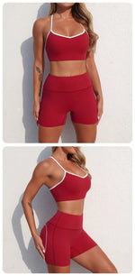 Women's Yoga Sets Sports Fitness Cross Beauty Back Bra Slim Fit Hip-Lifting Shorts Suits Running Workout Gym Training Sets