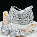 doershow Italian Shoe and Bag Set New 2024 Women Shoes and Bag Set In Italy blue Italian Shoes with Matching BagHTG1-3