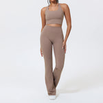Women's Yoga Sets Sports Fitness Cross Beauty Back Bra Long-sleeved Zipper Jakcet Hip-Lifting Flared Pants Outdoor Running Suits
