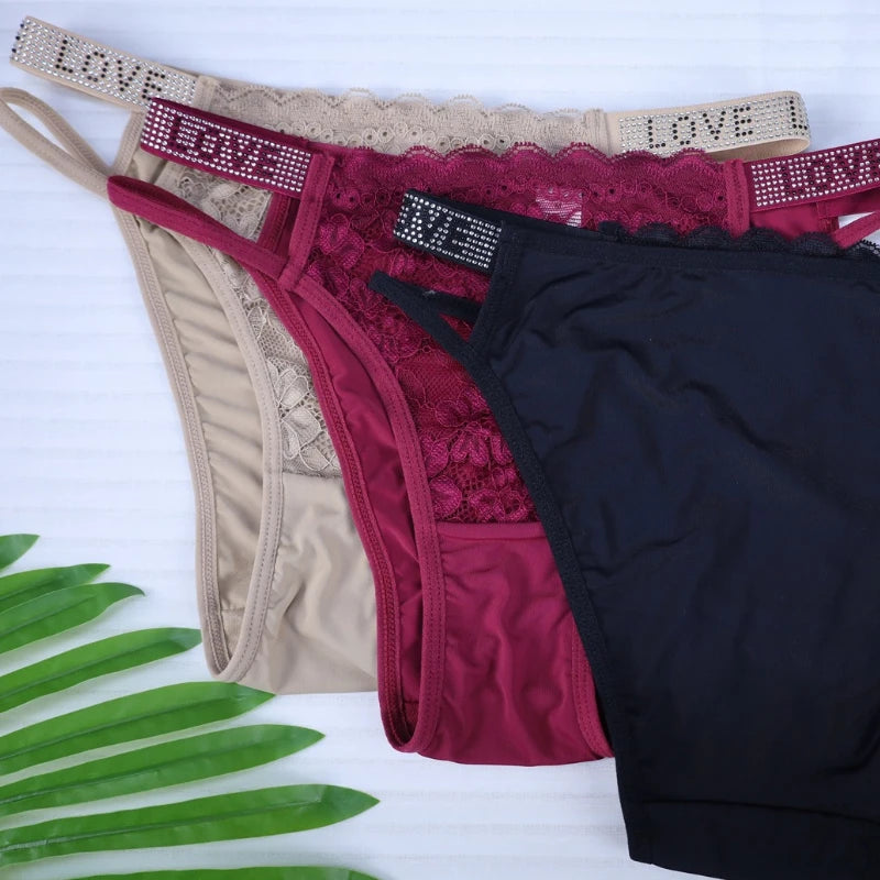 Lace Sexy Women Panties Seamless Underwear Rhinestone Briefs Ladies Briefs Women's Intimates Sexy Stretch Panties