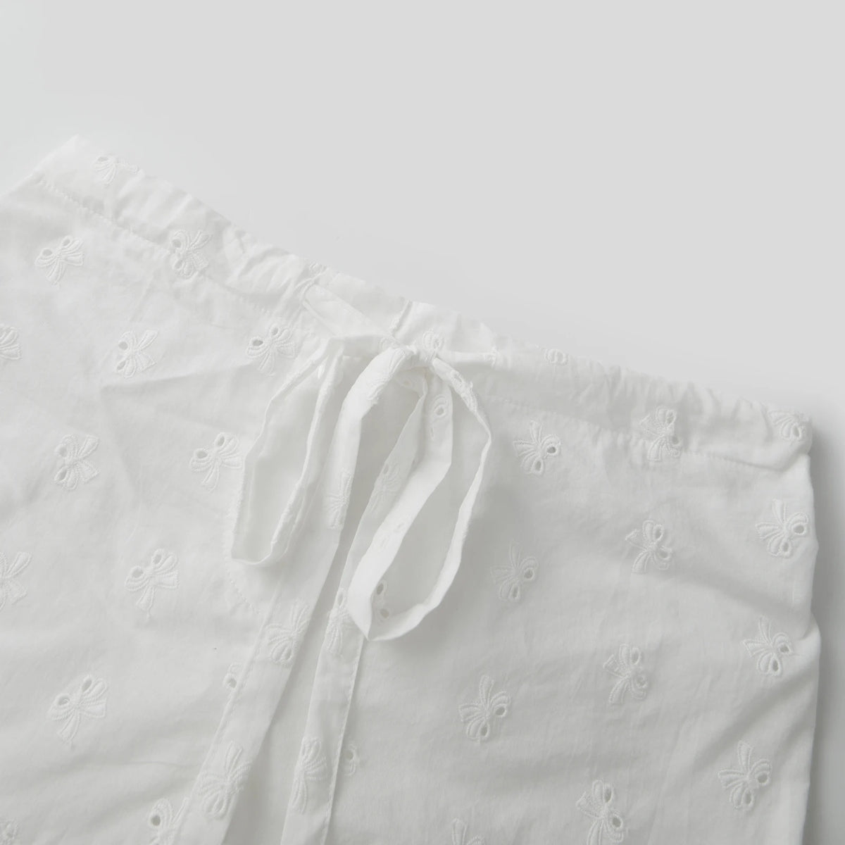 Women's Summer Shorts Drawstring Waistband Floral Eyelet Hollow White Lounge Shorts Casual