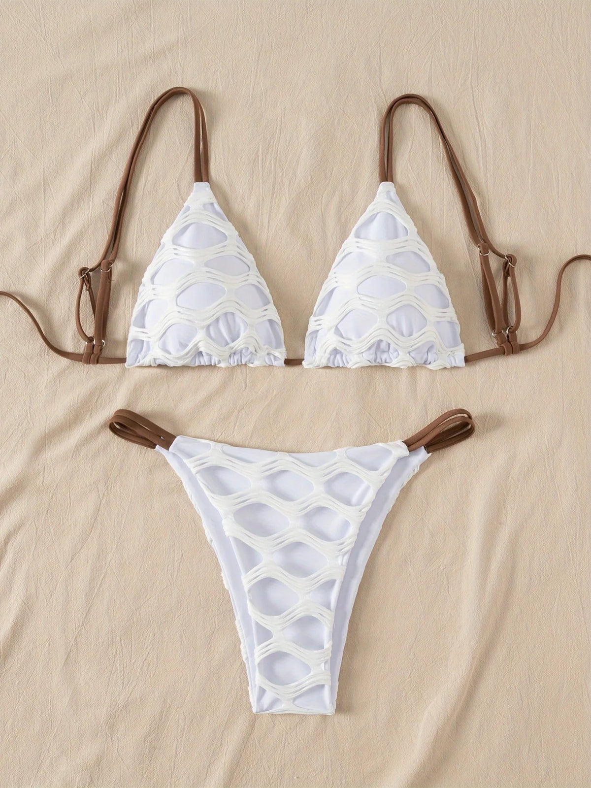 ZTVitality Sexy Mesh Patchwork Bikini Set 2025 New Arrival Padded Bra Bandage Mid Waist Swimsuit Women's Swimwear Summer Biquini