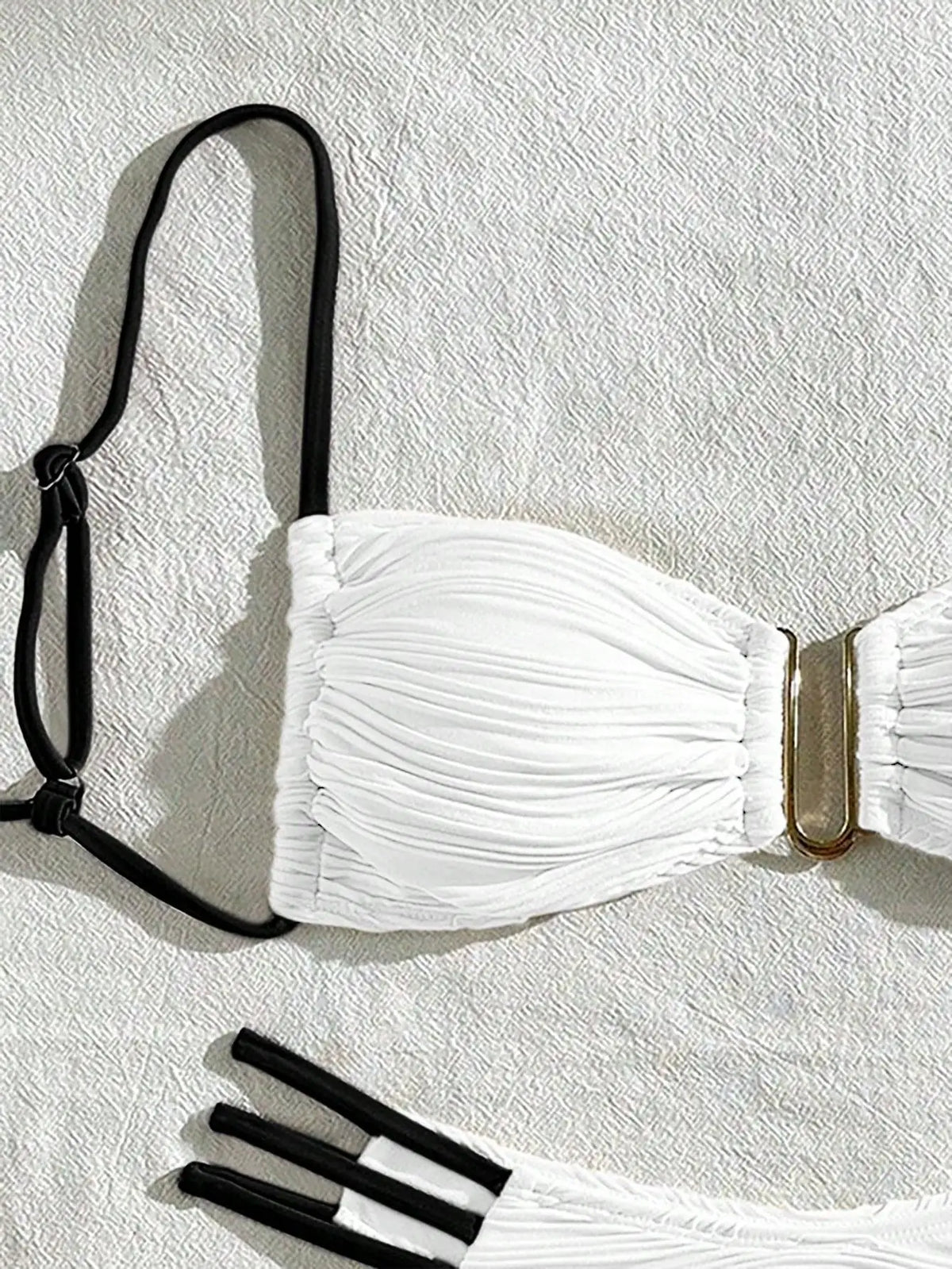 XS - L Wrinkled U Rings Bandeau Bikini Women Swimwear Female Swimsuit Two-pieces Bikini Set Bather Bathing Suit Swim Beachwear