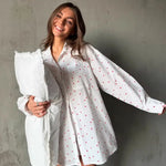 Women's Heart Print 2 Piece Lounge Wear Outfits Sleeve Lapel Neck Button Down Tops and Elastic Waist Shorts Pajamas 2026 New