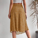 Women Summer Skirt Slit A-line High Waist Floral Print Loose Dress-up Elegant Breathable Lady Midi Skirt Female Clothes