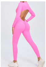 Women Sportwear Yoga Jumpsuit Zip Long Sleeve Back Open Outfit Fitness Tracksuit Tight One-piece Gym Overalls Sports Bodysuit