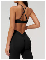 Backless Yoga Bra Woman Gym Tops Sports Bra Strap Cross Back Womens Underwear Adjustable Shoulder Strap Inner Padded Yoga Vest