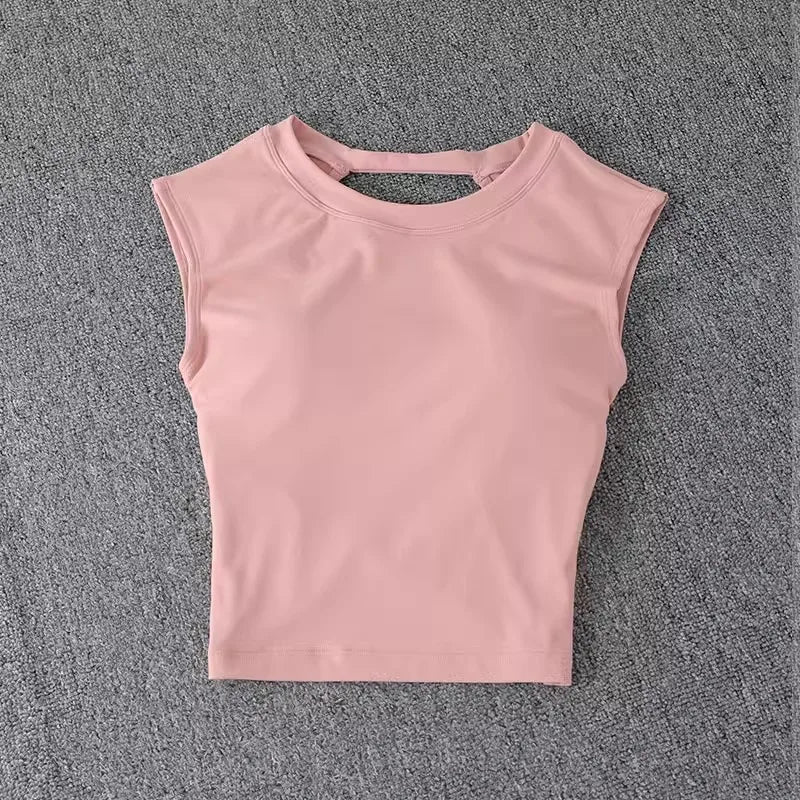Summer Sexy Short Backless Sports T-Shirt Women's Tight Training Long Sleeve Yoga Top Fixed Chest Pad Fitness Vest