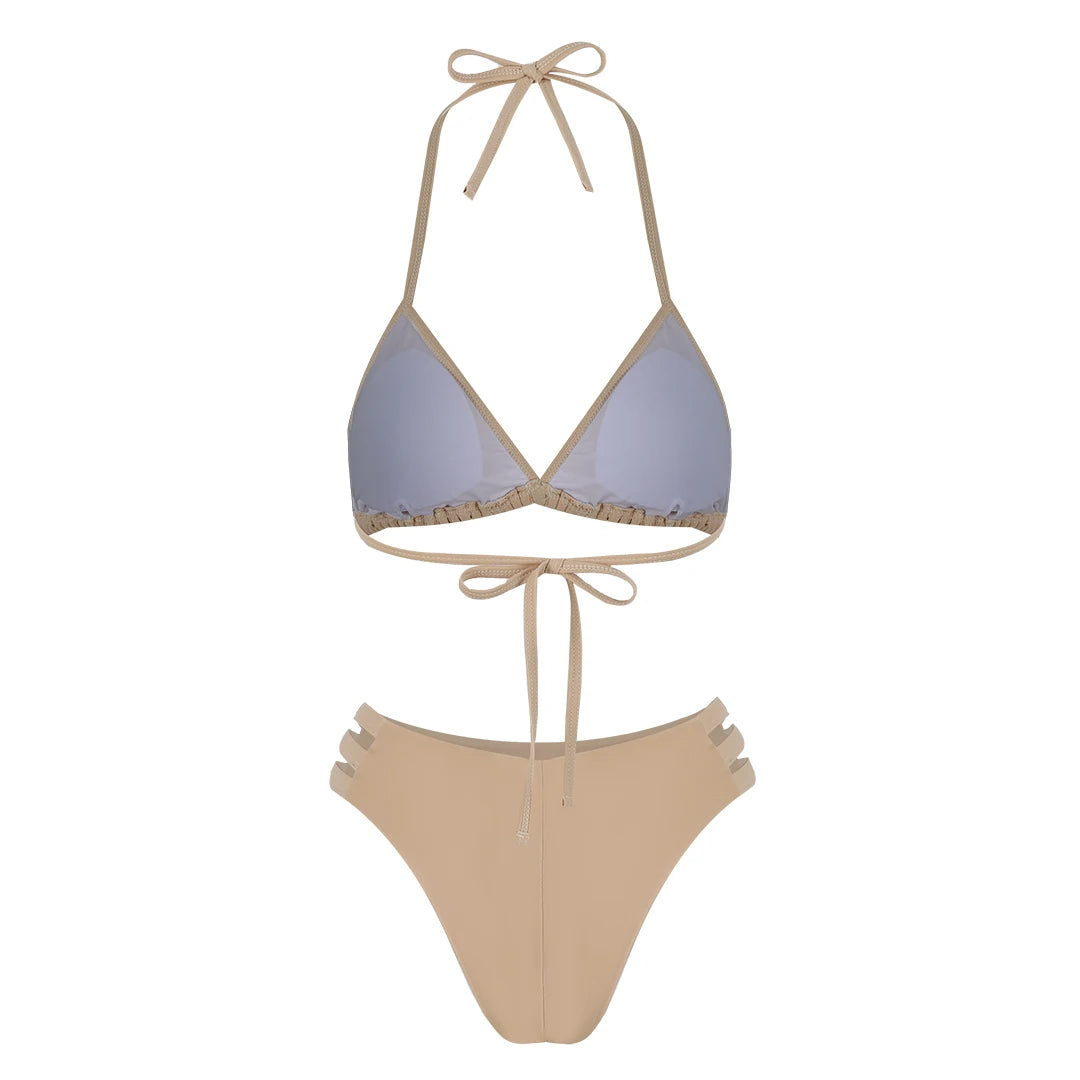 New Bandage Stripes Brazilian Bikini Swimwear Women's Swimsuit Two Piece Set Female Sexy Lace up Mujer Beachwear Summer