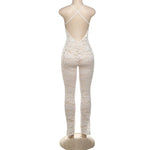 Women Sexy Cross Backless JumpsuitSee Thorough v-Neck Sleeveless Summer Coquette Stretch Activity Workout Overalls
