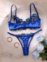 New Women's Vintage Embroidered Floral Lingerie Set with Steel Ring Push-Up Breathable Sexy Intimate Bra Set Close-Fitting
