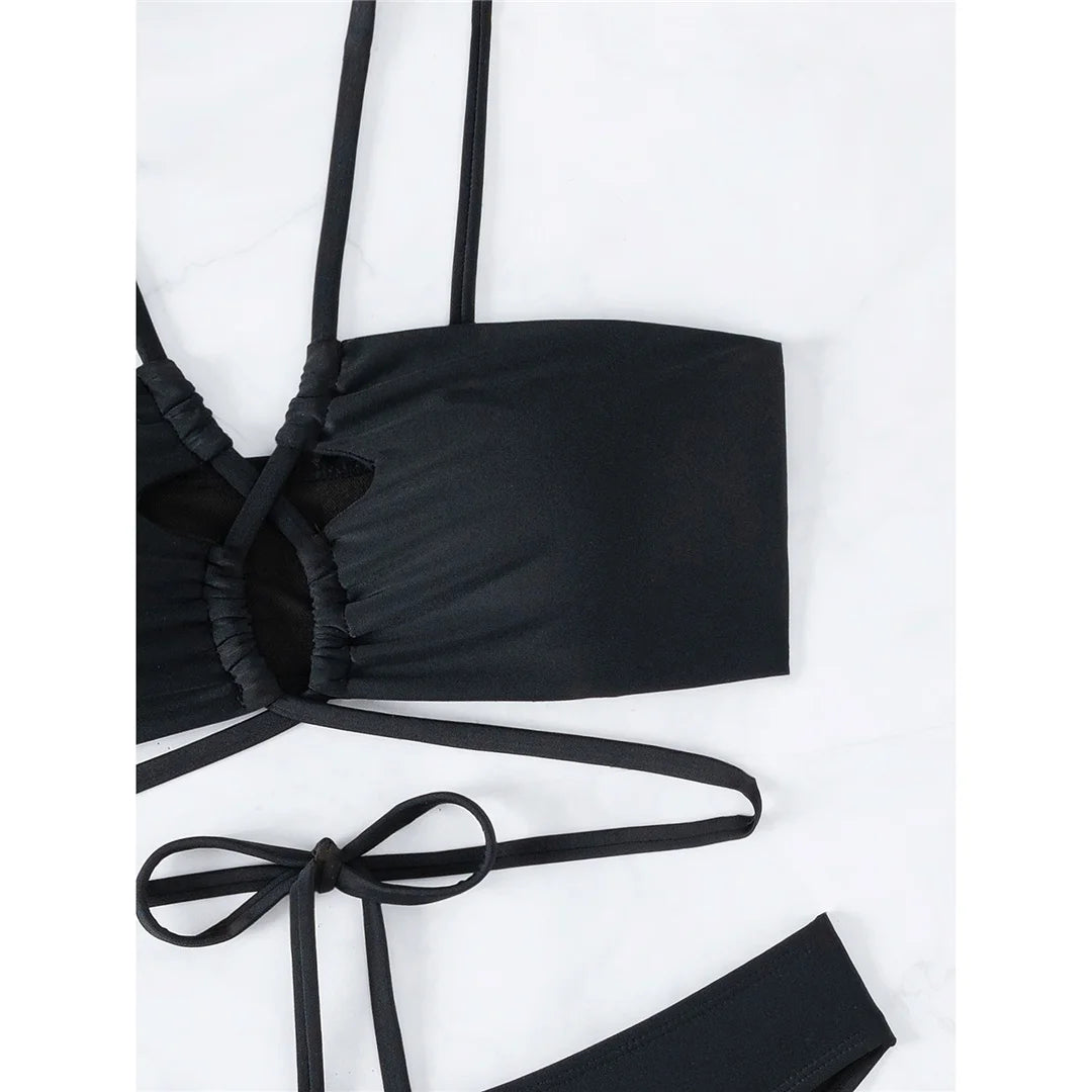 S - XL Cut Out Scrunch Butt Bikini Female Swimsuit Women Swimwear Two-pieces Bikini set Brazilian Bather Bathing Suit Swim K7300