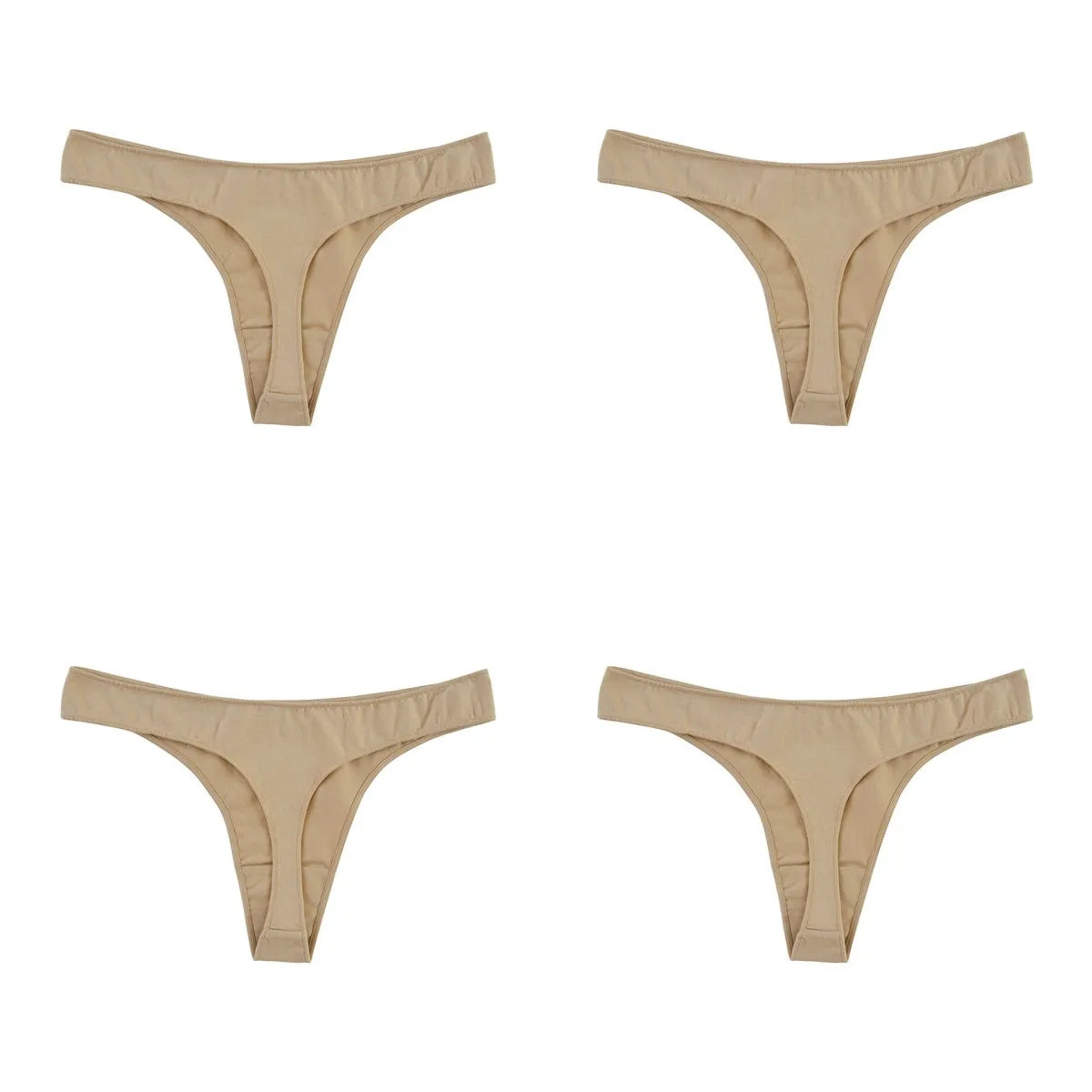 4Pcs/Set Cotton Panties Women Low-Rise Thong G-string Solid Breathable Stretchy Underwear Ladies Sexy T-back Lingerie M-XL