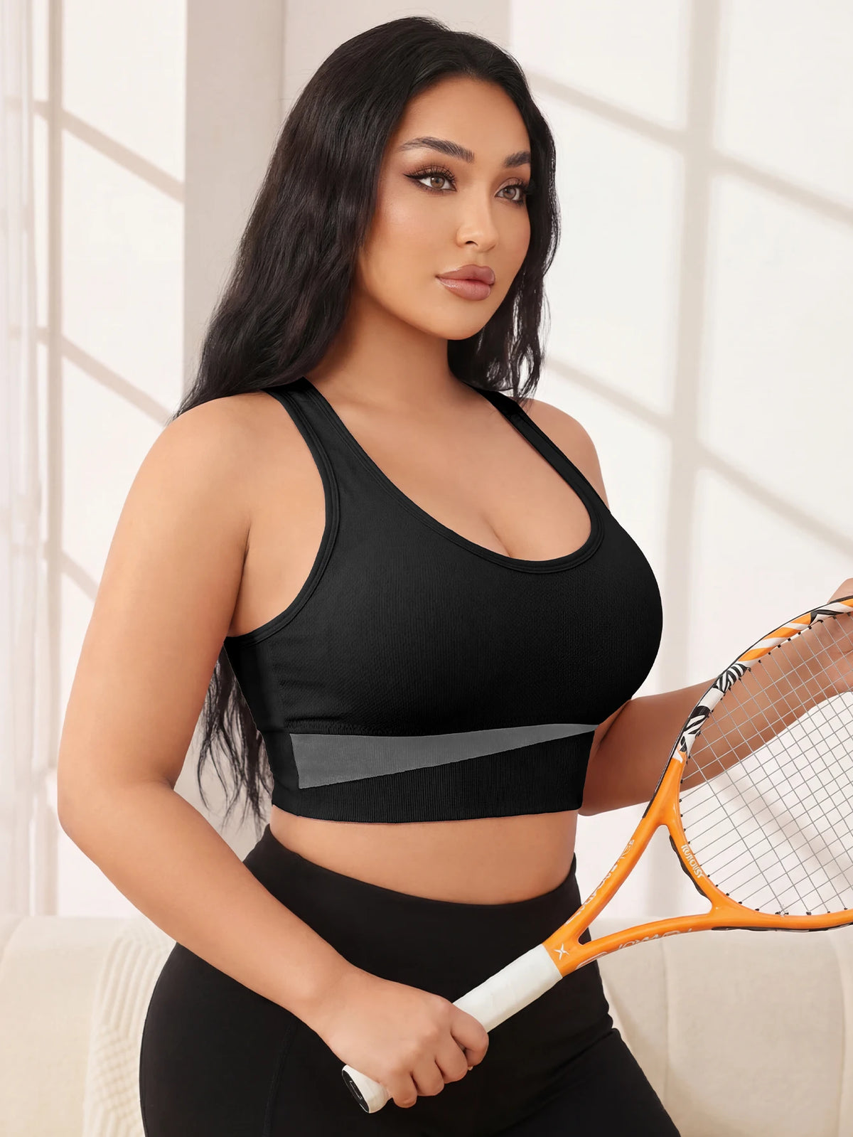 Size Wirefree Sports Yoga Bra, Solid Color High Elastic Breathable Bra with Removable Cups, All Season Casual Wear
