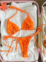 Sexy Orange Leaves Print Micro Bikini 2026 Women Summer Push Up Bra Tie Side Thong Swimsuit Summer Bathing Suit Holiday Swimwear