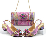 Doershow nice African Shoes And Bag Matching Set With BLUE Hot Selling Women Italian Shoes And Bag Set For WeddingHFG1-1