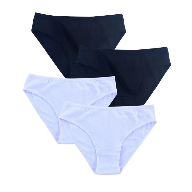 4Pcs/Set Cotton Panties Women Solid Color Underwear Female Underpants Sexy Lingerie M-XL Comfort Soft Briefs Intimates