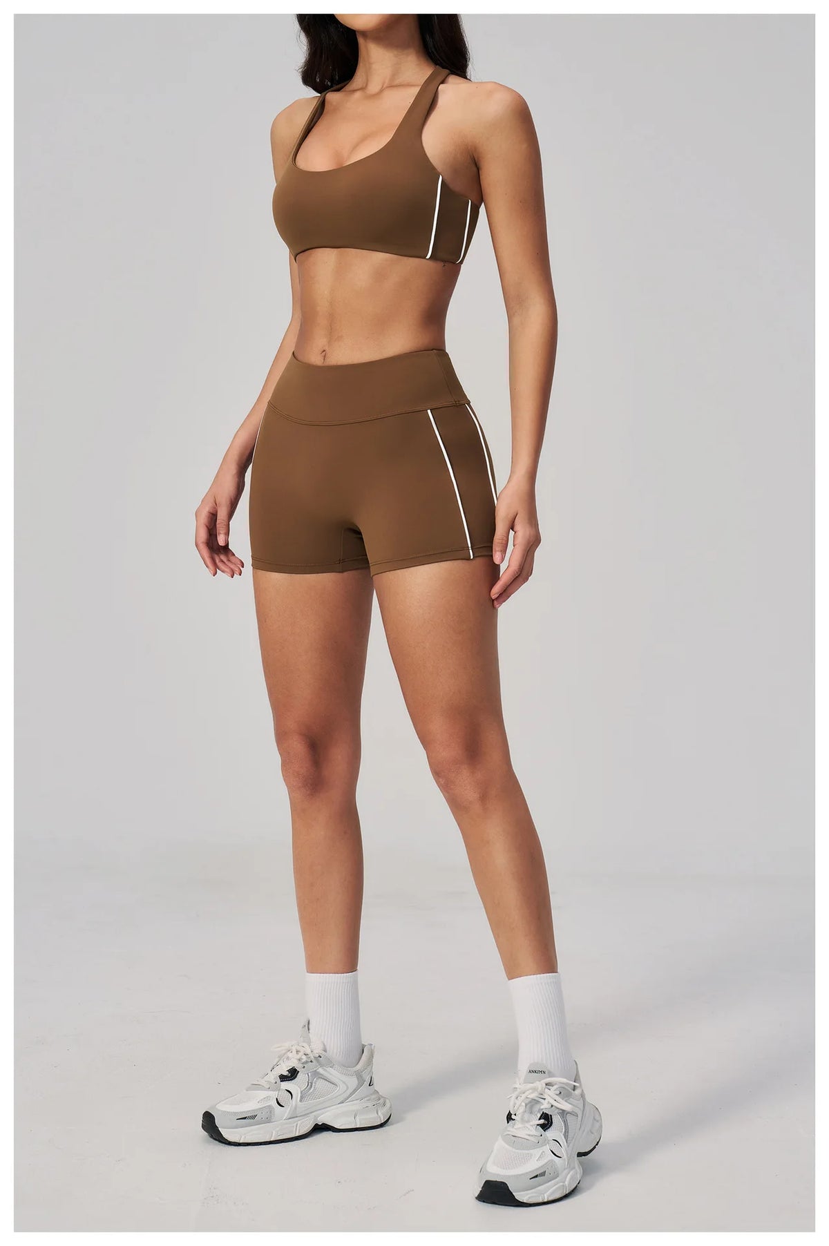 Quick Drying Shaved Tight Yoga Suit for Women Color Contrast Slim Sports Bra High Waist Shorts Running Fitness Suits Tracksuit