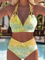 Vintage Purple Leopard Print Gradient Two Piece Swimsuit Tankini Set Women V Neck Push Up Bra Belt High Waist Swimwear 2026 3XL