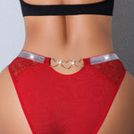 Low-rise Shiny Sexy Women's Panties Hollow Out Ribbed Lady Briefs Breathable Sexy Lingerie Heart Decor Elegant Female Underwear