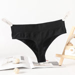 Breathable Cotton Lady thong Solid Color Women's T-back Sexy Elastic waistband T-Pants Seamless G-String Cotton Crotch Knickers