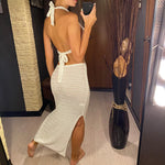 S - XL Crochet Knitted Backless Deep V Split Tunic Beach Cover Up Cover-ups Beach Dress Beach Wear Beachwear Female Women V4014