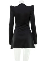 Ahagaga Elegant Women's Mini Dresses Solid Sexy Bodycon Slim Fit Hollow Out Regular Long Flare Sleeve A Line Trend Casual Female