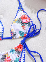 Sexy Blue Floral Print Bikini Set Women Halter Push Up Bra Bandage Thong Swimsuit Bathing Suit Holiday Two Piece Swimwear 2026