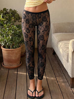 Women Summer Sheer Lace Capris Elastic High Waist Bodycon Cropped Pants Bottoms Sexy Club Beach Cover-ups Leggings