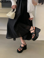 Women Shoes Platform Black 10cm High Heels Sandals Punk Chunky Shoes Summer Gladiator Sandals Wedges Platform Sandalias Mujer