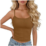 Womens Basic Spaghetti Strap Cami Top Slim Fit Backless Crop Top Summer Solid Color Casual Sleeveless Top Streetwear Y2k Clothes