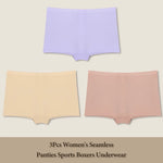 3Pcs Women's Seamless Panties Sports Boxer Underwear Female Solid Color Comfortable Briefs Cozy Lingerie Intimate Underpant S-XL