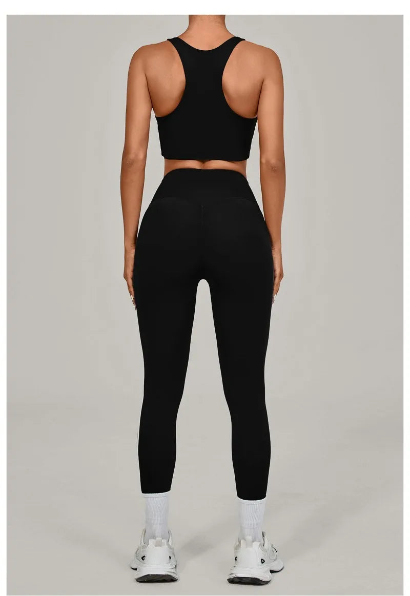 Women's Seamless Yoga Sets Sports Fitness Beauty Back Vest Hip-lifting Pants Slim-fit Suits Running Workout Gym Training Sets