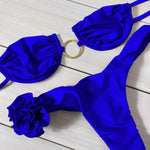 Sexy 3D Flower Bikini Swimsuit Brazilan Bikini Set Swimwear for Women High Leg Push Up Two Piece Bathing Suits Summer Female
