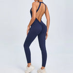 Seamless Yoga Jumpsuits Sports Fitness Peach Hip-lifting Backless Buckle One-Piece Training Gym Workout Tracksuits for Women