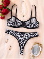 Two Piece Women's Underwire Underwear Pajama Set Sexy Women's Bra Panty Nightwear Set
