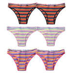 6PCS/Set Cotton Panties For Women Striped Briefs Low Waist Bottoms Female Sports Underpants Seamless Underwear Sexy Lingerie